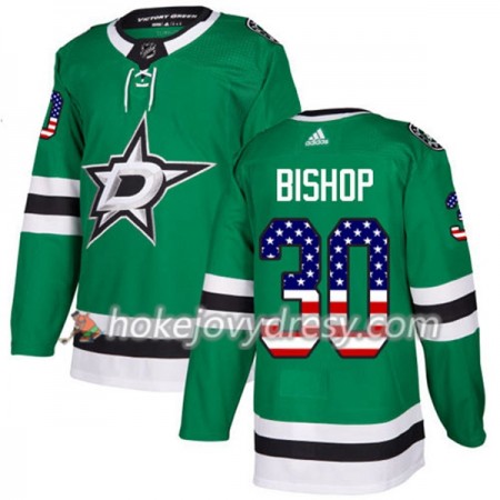 Pánské Hokejový Dres Dallas Stars Ben Bishop 30 2017-2018 USA Flag Fashion Zelená Adidas Authentic